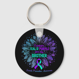 I Wear Teal Purple For Brother Suicide Prevention  Keychain