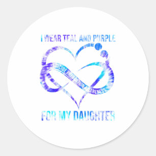 I Wear Teal Purple For Daughter Suicide Prevention Classic Round Sticker