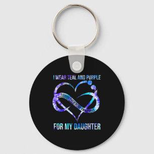 I Wear Teal Purple For Daughter Suicide Prevention Keychain