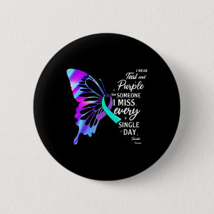 I Wear Teal Purple For Memorial Suicide Prevention 2 Inch Round Button