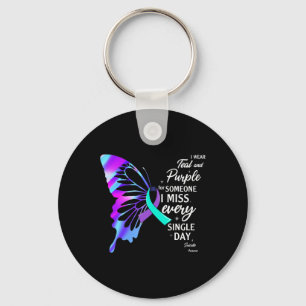 I Wear Teal Purple For Memorial Suicide Prevention Keychain