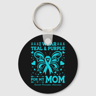 I Wear Teal Purple For My Mom Design Keychain