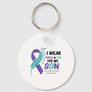 I Wear Teal Purple For My Son Suicide Prevention A Keychain