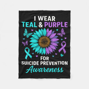 I Wear Teal Purple For Prevention Awareness Image Fleece Blanket