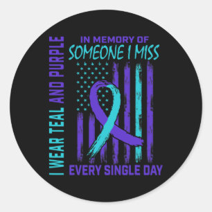 I Wear Teal Purple For Someone I Miss Suicide Awar Classic Round Sticker