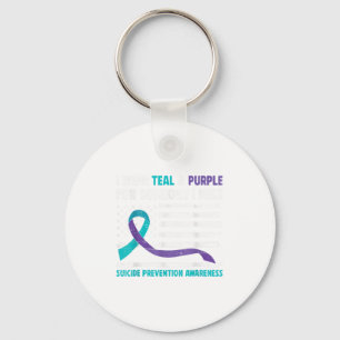 I Wear Teal Purple For Someone I Miss Suicide Awar Keychain
