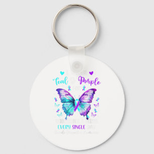 I Wear Teal Purple For Someone Suicide Prevention  Keychain