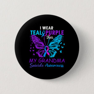 I Wear Teal Purple In Memory Of My Grandma Suicide 2 Inch Round Button