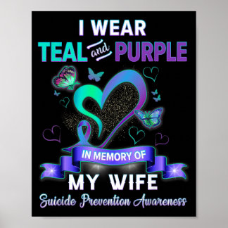 I Wear Teal Purple In Memory Of My Wife Prevention Poster
