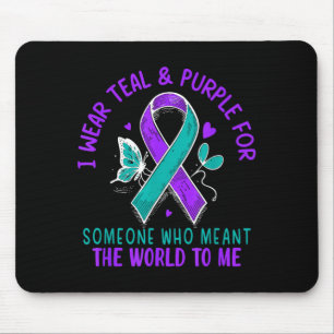 I Wear Teal Purple Or Someone Awareness Design Mouse Pad