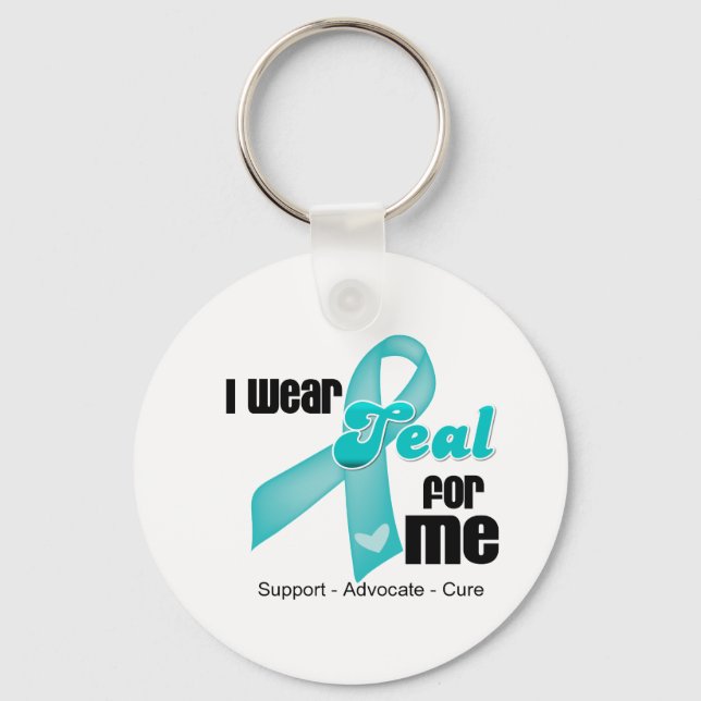 I Wear Teal Ribbon For Me Keychain (Front)
