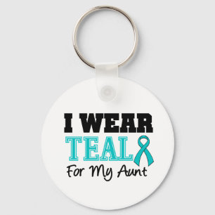 I Wear Teal Ribbon For My Aunt Keychain