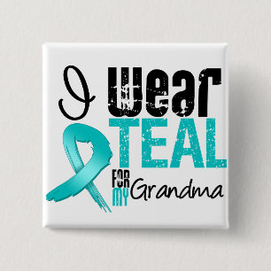 I Wear Teal Ribbon For My Grandma 2 Inch Square Button