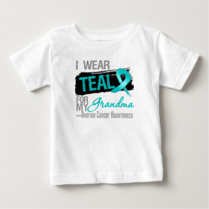 I Wear Teal Ribbon For My Grandma Ovarian Cancer Baby T-Shirt