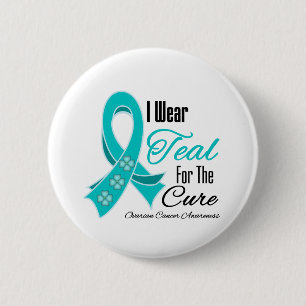 I Wear Teal Ribbon For The Cure Ovarian Cancer 2 Inch Round Button