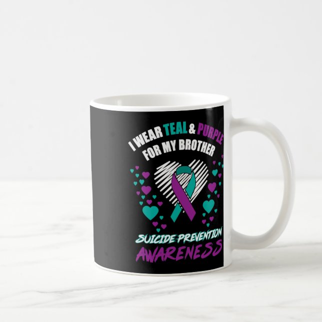 I Wear Tealandpurple For My Brother Suicide Preven Coffee Mug (Right)