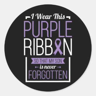 I Wear This Purple Ribbon Overdose Awareness Day G Classic Round Sticker