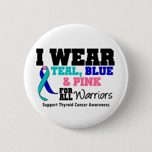 I Wear Thyroid Cancer Ribbon For All Warriors 2 Inch Round Button