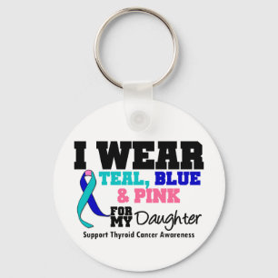 I Wear Thyroid Cancer Ribbon For My Daughter Keychain