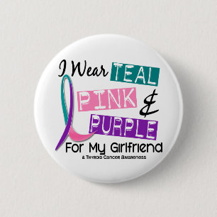 I Wear Thyroid Cancer Ribbon For My Girlfriend 37 2 Inch Round Button