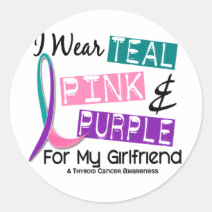 I Wear Thyroid Cancer Ribbon For My Girlfriend 37 Classic Round Sticker