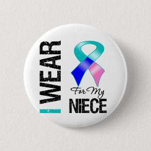 I Wear Thyroid Cancer Ribbon For My Niece 2 Inch Round Button