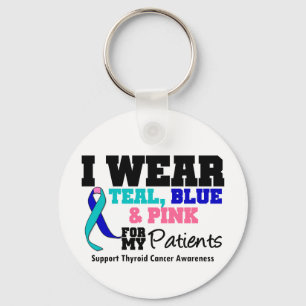 I Wear Thyroid Cancer Ribbon For My Patients Keychain