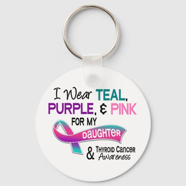 I Wear Thyroid Ribbon For My Daughter Keychain (Front)