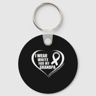 I Wear White For My Grandpa Lung Cancer Awareness  Keychain