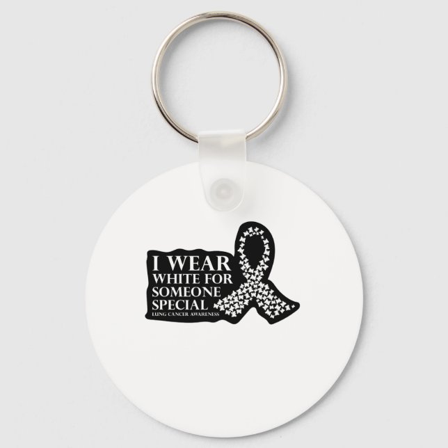 I Wear White for Someone Special Lung Cancer Keychain (Front)