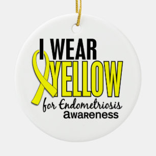 I Wear Yellow For Awareness 10 Endometriosis Ceramic Ornament