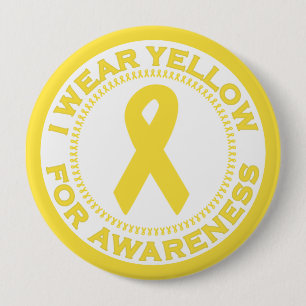 I Wear Yellow For Awareness 4 Inch Round Button