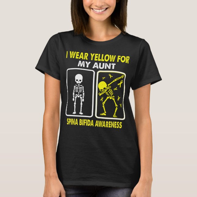I Wear Yellow For My Aunt SPINA BIFIDA AWARENESS T-Shirt (Front)