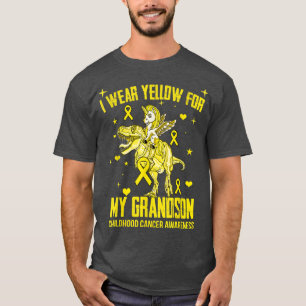 I Wear Yellow For My Grandson Childhood Cancer Awa T-Shirt