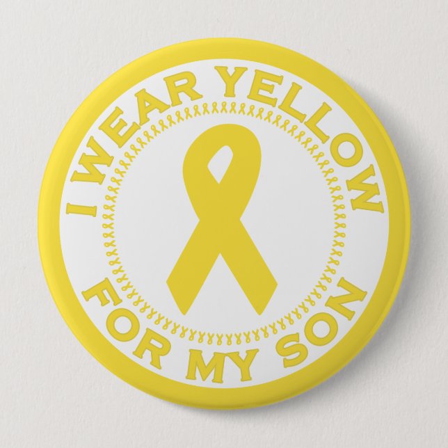 I Wear Yellow For My Son 4 Inch Round Button (Front)