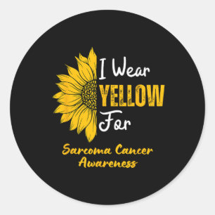 I Wear Yellow For Sarcoma Cancer Awareness Sunflow Classic Round Sticker