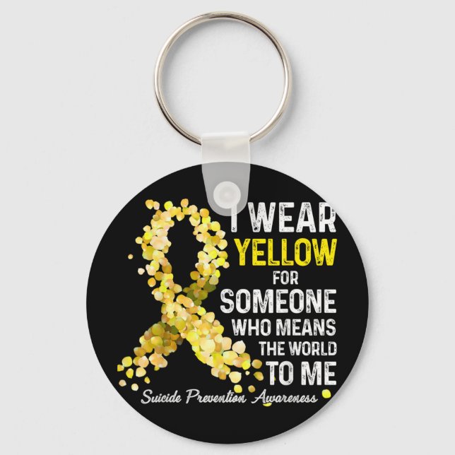 I Wear Yellow For Someone Miss Suicide Prevention  Keychain (Front)