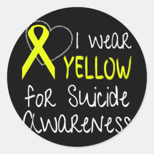 I Wear Yellow For Suicide Awareness Ribbon Classic Round Sticker