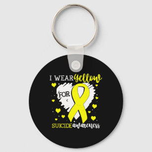 I Wear Yellow For Suicide Awareness Ribbon Graphic Keychain