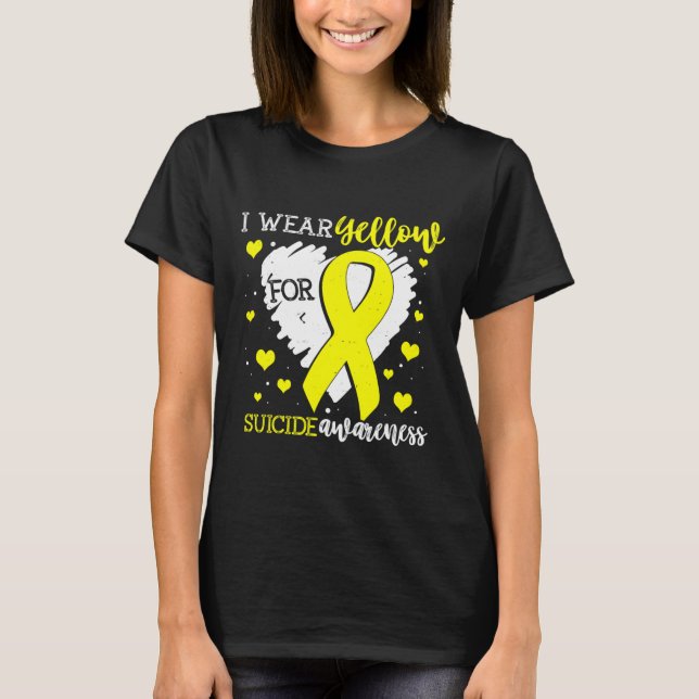 I Wear Yellow For Suicide Awareness Ribbon Graphic T-Shirt (Front)