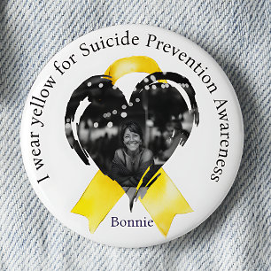 I Wear Yellow for Suicide Prevention Photo 2 Inch Round Button