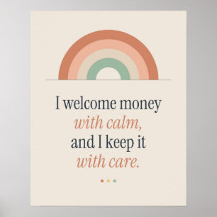 I Welcome Money With Calm Calm Typography Poster