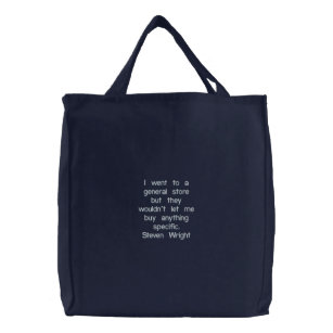 I went to a general store but they wouldn't let... embroidered tote bag