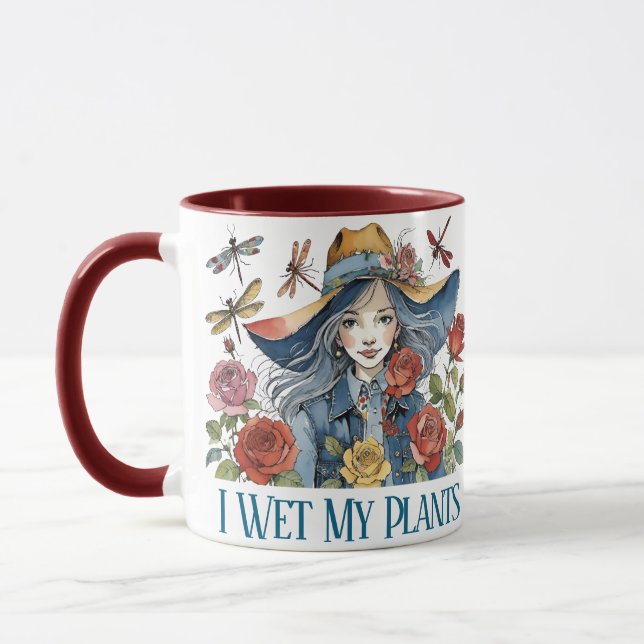 I Wet My Plants - Girl With Roses Mug (Left)