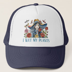 I Wet My Plants - Girl With Roses Trucker Hat