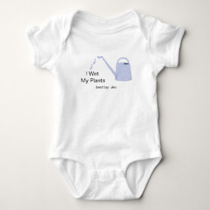 I wet My Plants Personalized Name baby Funny Plant Bodysuit