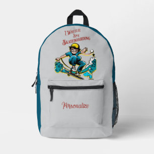 I Wheelie Love Skateboarding Quote Boy Personalize Printed Backpack