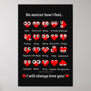 I Will Always Love you Hearts Faces Emotions Poster