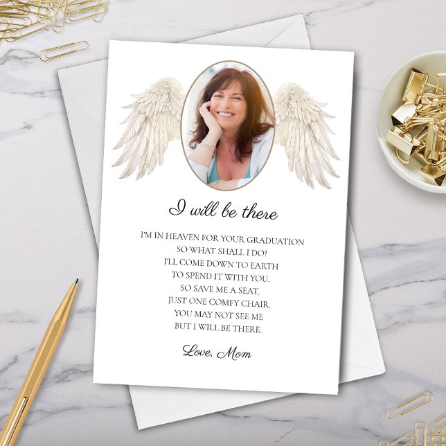 I Will Be There Mom Memorial for Graduate Card (i will be there card from deceased mom in heaven to graduate with please save a seat memorial poem)