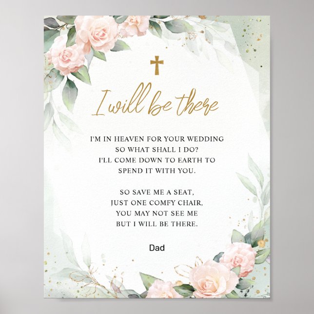 I Will Be There Pink Flowers Memorial Wedding Poster (Front)